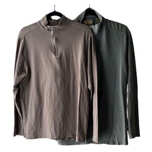True Grit Dry Goods (Set of 2) Lyocell 1/4 Zip Mock Neck Long Sleeve Shirt Sz M